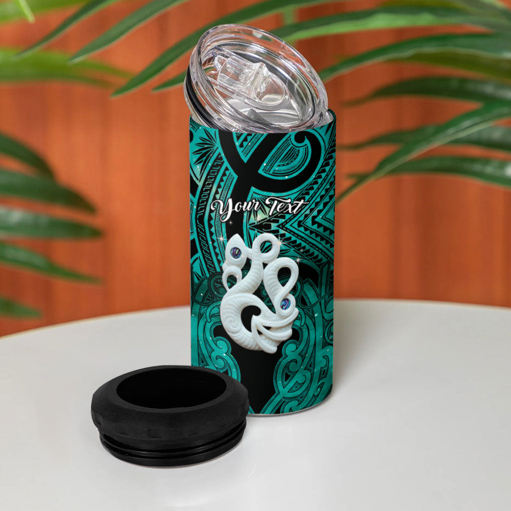 Personalised Maori Matariki Manaia Turquoise 4 in 1 Can Cooler Tumbler Maori Kowhaiwhai Pattern Galaxy