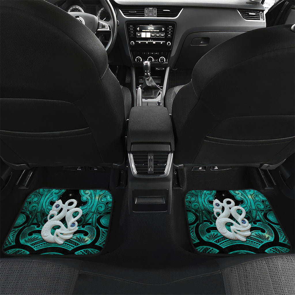 Personalised Maori Matariki Manaia Turquoise Car Mats Maori Kowhaiwhai Pattern Galaxy