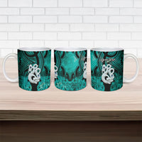 Personalised Maori Matariki Manaia Turquoise Ceramic Mug Maori Kowhaiwhai Pattern Galaxy