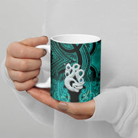 Personalised Maori Matariki Manaia Turquoise Ceramic Mug Maori Kowhaiwhai Pattern Galaxy