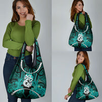 Maori Matariki Manaia Turquoise Grocery Bag Maori Kowhaiwhai Pattern Galaxy