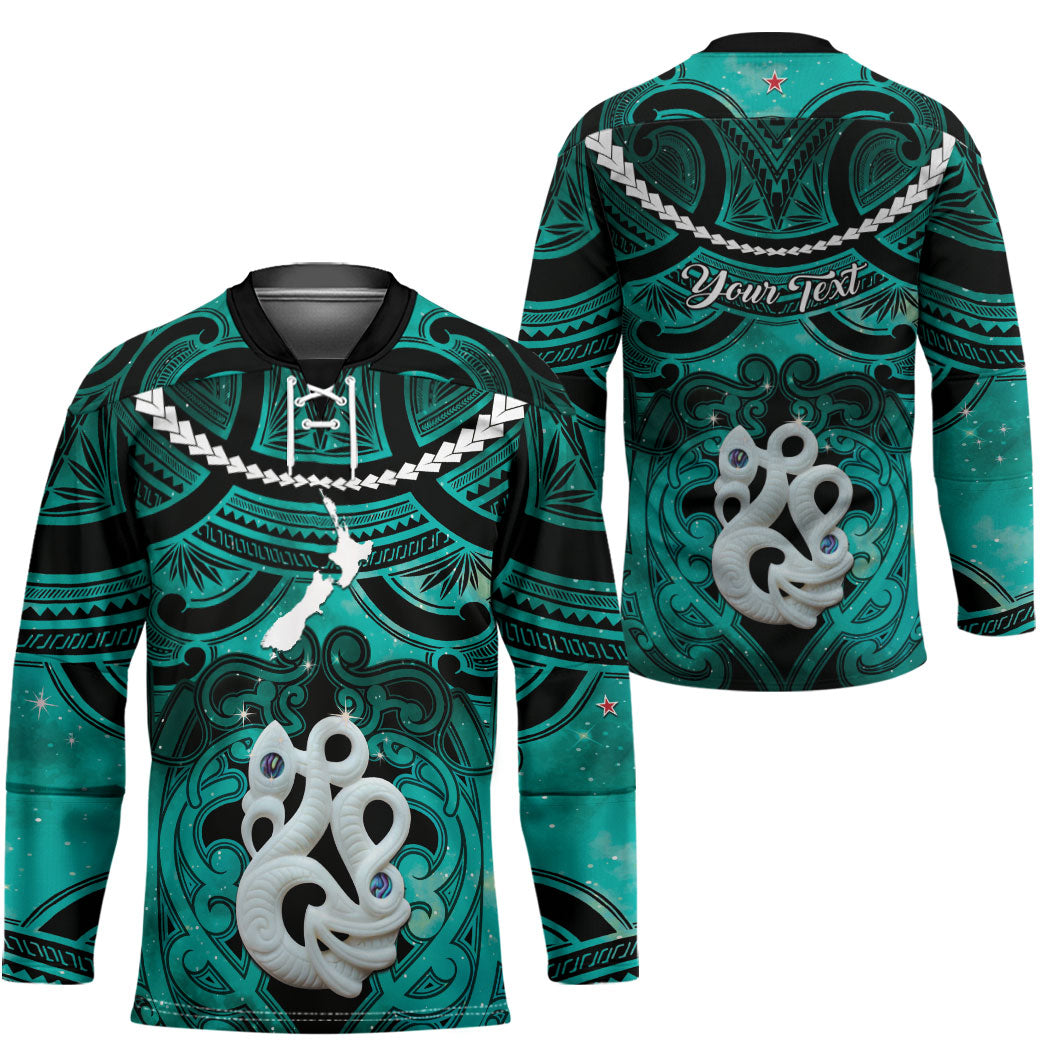 Personalised Maori Matariki Manaia Turquoise Hockey Jersey Maori Kowhaiwhai Pattern Galaxy