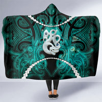 Maori Matariki Manaia Turquoise Hooded Blanket Maori Kowhaiwhai Pattern Galaxy