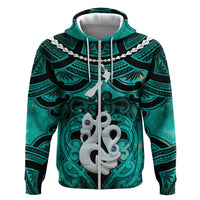 Personalised Maori Matariki Manaia Turquoise Hoodie Maori Kowhaiwhai Pattern Galaxy