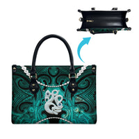 Maori Matariki Manaia Turquoise Leather Bag Maori Kowhaiwhai Pattern Galaxy