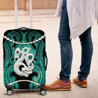 Maori Matariki Manaia Turquoise Luggage Cover Maori Kowhaiwhai Pattern Galaxy