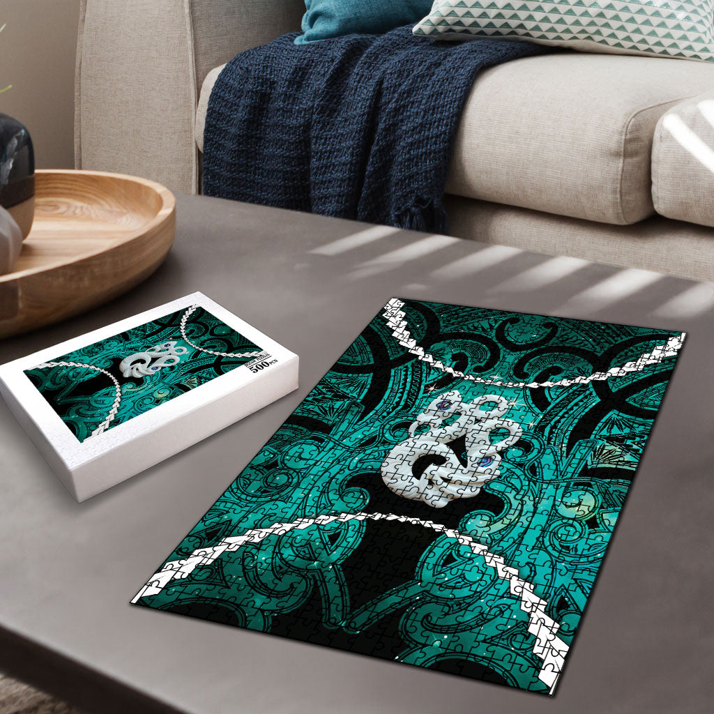 Maori Matariki Manaia Turquoise Puzzle Maori Kowhaiwhai Pattern Galaxy