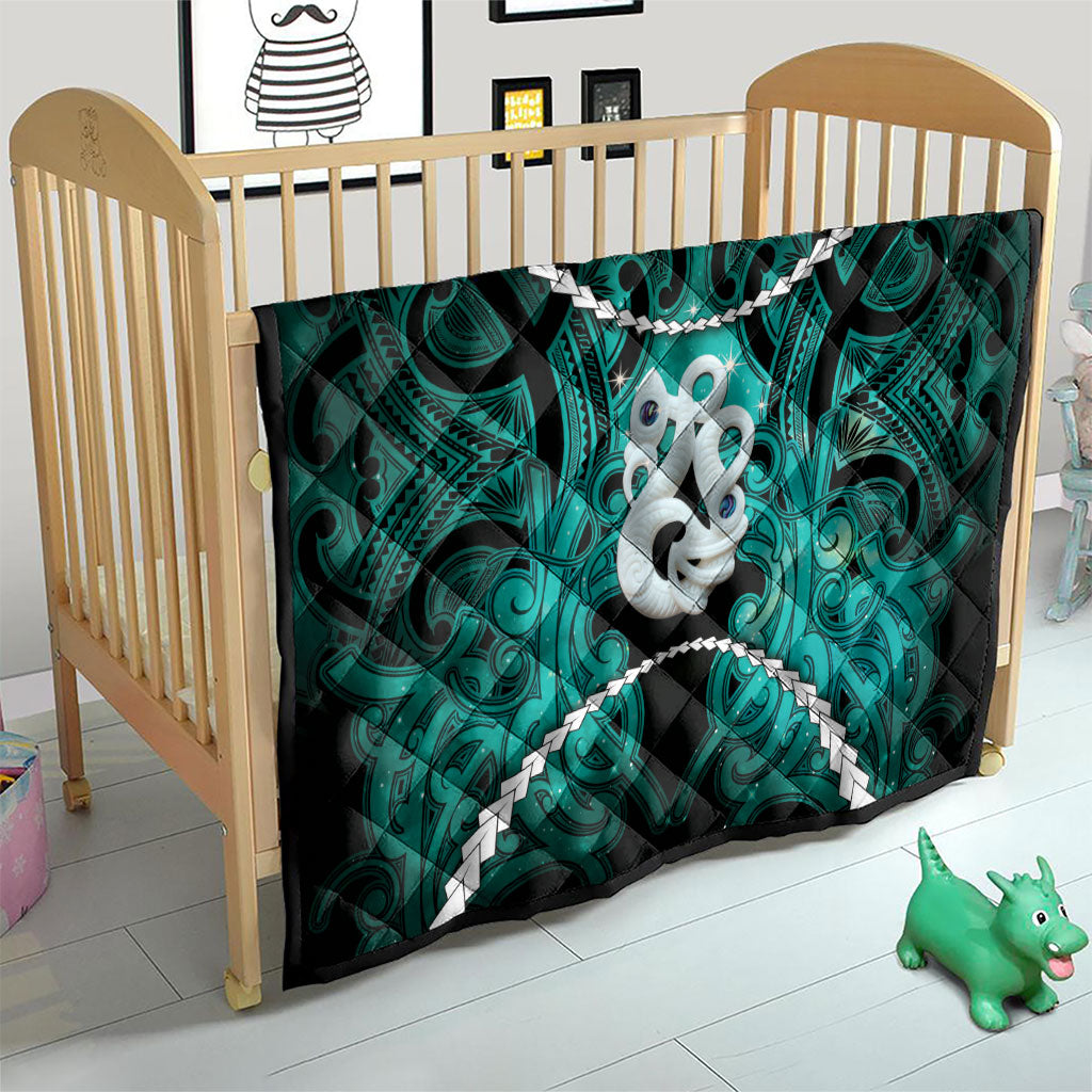 Maori Matariki Manaia Turquoise Quilt Maori Kowhaiwhai Pattern Galaxy