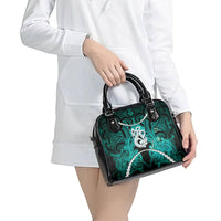 Maori Matariki Manaia Turquoise Shoulder Handbag Maori Kowhaiwhai Pattern Galaxy