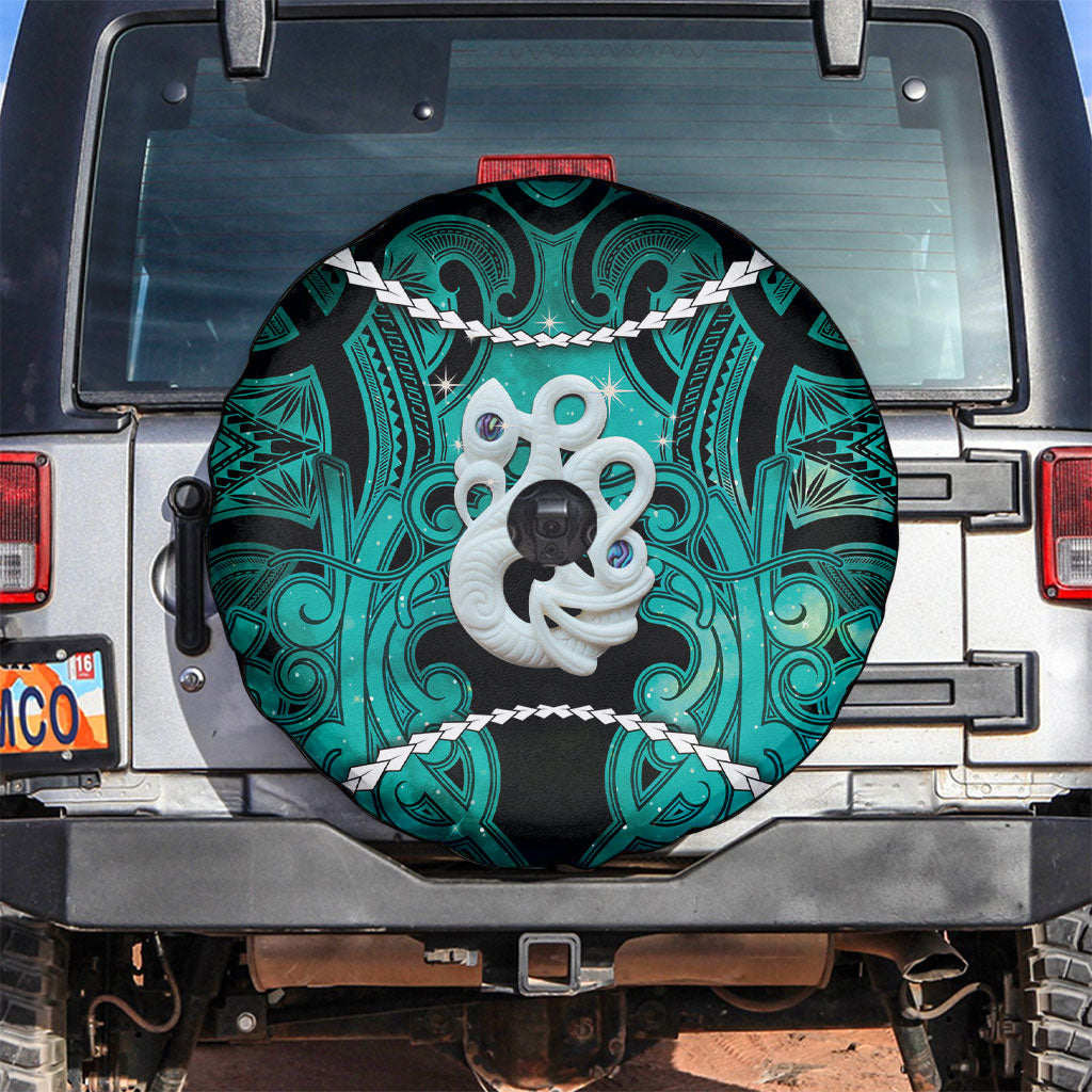 Maori Matariki Manaia Turquoise Spare Tire Cover Maori Kowhaiwhai Pattern Galaxy