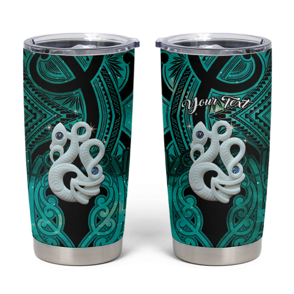 Personalised Maori Matariki Manaia Turquoise Tumbler Cup Maori Kowhaiwhai Pattern Galaxy