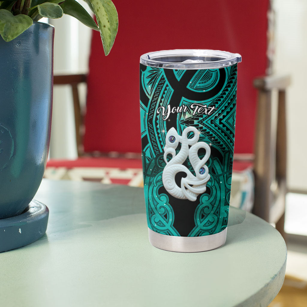 Personalised Maori Matariki Manaia Turquoise Tumbler Cup Maori Kowhaiwhai Pattern Galaxy