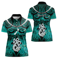 Personalised Maori Matariki Manaia Turquoise Women Polo Shirt Maori Kowhaiwhai Pattern Galaxy