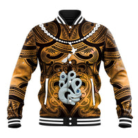 Personalised Maori Matariki Manaia Kowhai Baseball Jacket Maori Kowhaiwhai Pattern Galaxy