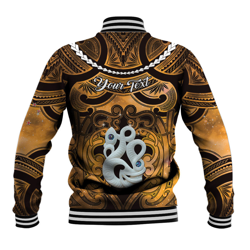 Personalised Maori Matariki Manaia Kowhai Baseball Jacket Maori Kowhaiwhai Pattern Galaxy
