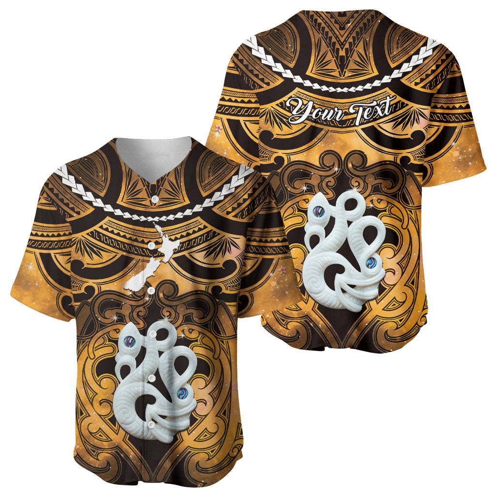 Personalised Maori Matariki Manaia Kowhai Baseball Jersey Maori Kowhaiwhai Pattern Galaxy