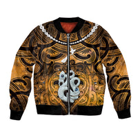 Personalised Maori Matariki Manaia Kowhai Bomber Jacket Maori Kowhaiwhai Pattern Galaxy