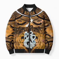 Personalised Maori Matariki Manaia Kowhai Bomber Puffer Jacket Maori Kowhaiwhai Pattern Galaxy