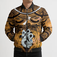 Personalised Maori Matariki Manaia Kowhai Bomber Puffer Jacket Maori Kowhaiwhai Pattern Galaxy