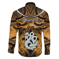 Personalised Maori Matariki Manaia Kowhai Family Matching Off The Shoulder Long Sleeve Dress and Hawaiian Shirt Maori Kowhaiwhai Pattern Galaxy LT01 - Polynesian Pride