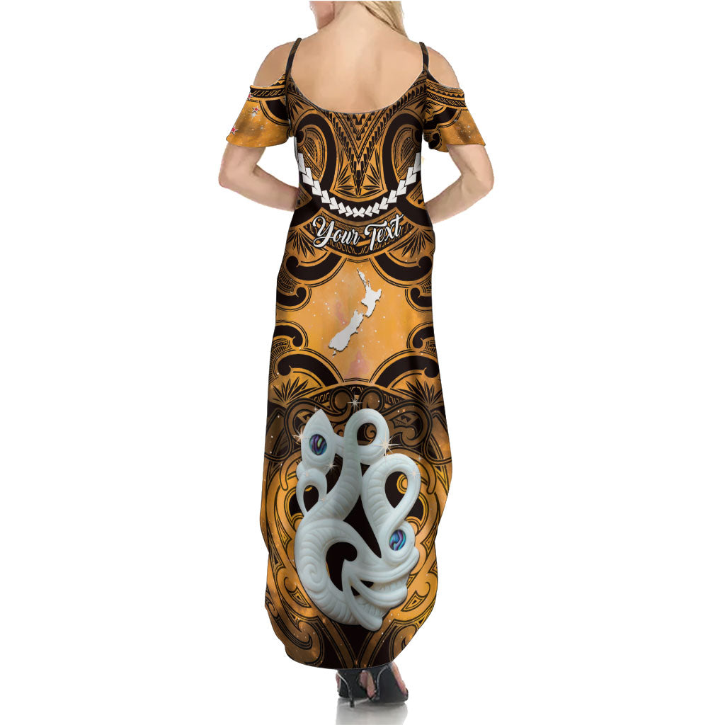 Personalised Maori Matariki Manaia Kowhai Family Matching Summer Maxi Dress and Hawaiian Shirt Maori Kowhaiwhai Pattern Galaxy LT01 - Polynesian Pride