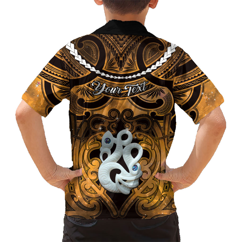 Personalised Maori Matariki Manaia Kowhai Family Matching Tank Maxi Dress and Hawaiian Shirt Maori Kowhaiwhai Pattern Galaxy LT01 - Polynesian Pride