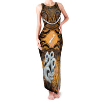 Personalised Maori Matariki Manaia Kowhai Family Matching Tank Maxi Dress and Hawaiian Shirt Maori Kowhaiwhai Pattern Galaxy LT01 Mom's Dress Yellow - Polynesian Pride