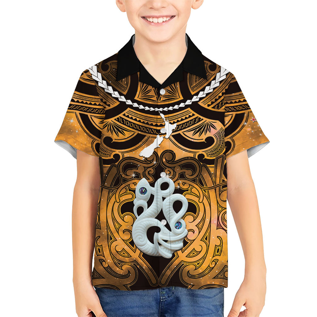 Personalised Maori Matariki Manaia Kowhai Hawaiian Shirt Maori Kowhaiwhai Pattern Galaxy