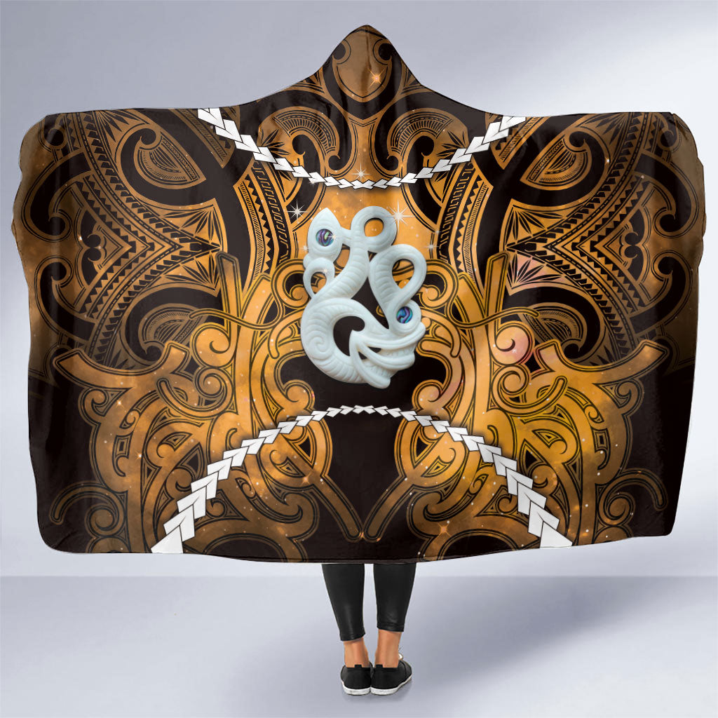 Maori Matariki Manaia Kowhai Hooded Blanket Maori Kowhaiwhai Pattern Galaxy
