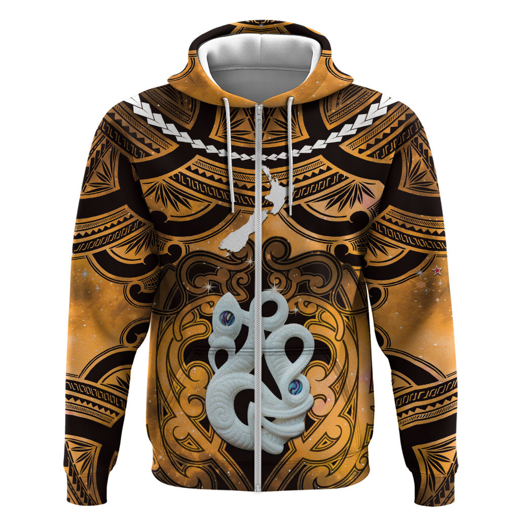 Personalised Maori Matariki Manaia Kowhai Hoodie Maori Kowhaiwhai Pattern Galaxy