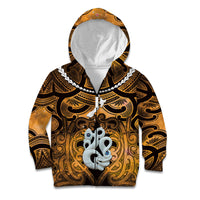 Personalised Maori Matariki Manaia Kowhai Kid Hoodie Maori Kowhaiwhai Pattern Galaxy