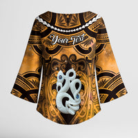 Personalised Maori Matariki Manaia Kowhai Kimono Sleeve Blouse Maori Kowhaiwhai Pattern Galaxy