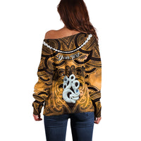 Personalised Maori Matariki Manaia Kowhai Off Shoulder Sweater Maori Kowhaiwhai Pattern Galaxy