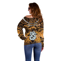 Personalised Maori Matariki Manaia Kowhai Off Shoulder Sweater Maori Kowhaiwhai Pattern Galaxy