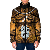 Personalised Maori Matariki Manaia Kowhai Padded Jacket Maori Kowhaiwhai Pattern Galaxy