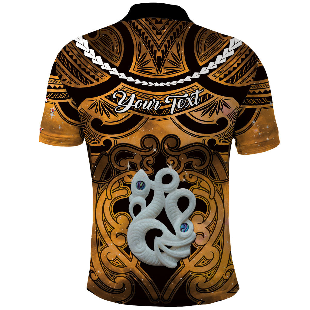 Personalised Maori Matariki Manaia Kowhai Polo Shirt Maori Kowhaiwhai Pattern Galaxy
