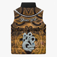 Personalised Maori Matariki Manaia Kowhai Sleeveless Puffer Jacket Maori Kowhaiwhai Pattern Galaxy