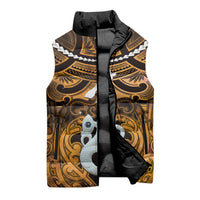 Personalised Maori Matariki Manaia Kowhai Sleeveless Puffer Jacket Maori Kowhaiwhai Pattern Galaxy