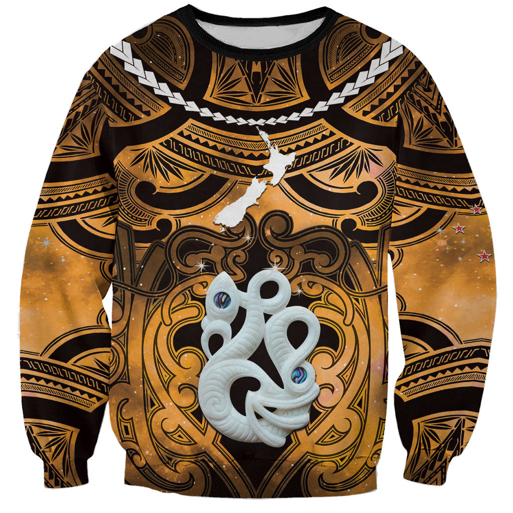 Personalised Maori Matariki Manaia Kowhai Sweatshirt Maori Kowhaiwhai Pattern Galaxy