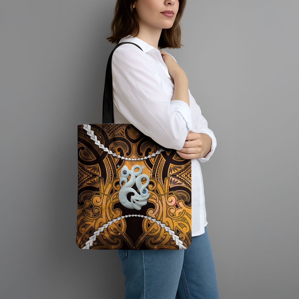 Maori Matariki Manaia Kowhai Tote Bag Maori Kowhaiwhai Pattern Galaxy