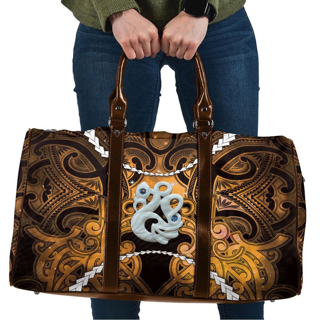 Maori Matariki Manaia Kowhai Travel Bag Maori Kowhaiwhai Pattern Galaxy