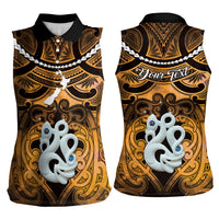 Personalised Maori Matariki Manaia Kowhai Women Sleeveless Polo Shirt Maori Kowhaiwhai Pattern Galaxy