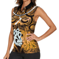 Personalised Maori Matariki Manaia Kowhai Women Sleeveless Polo Shirt Maori Kowhaiwhai Pattern Galaxy