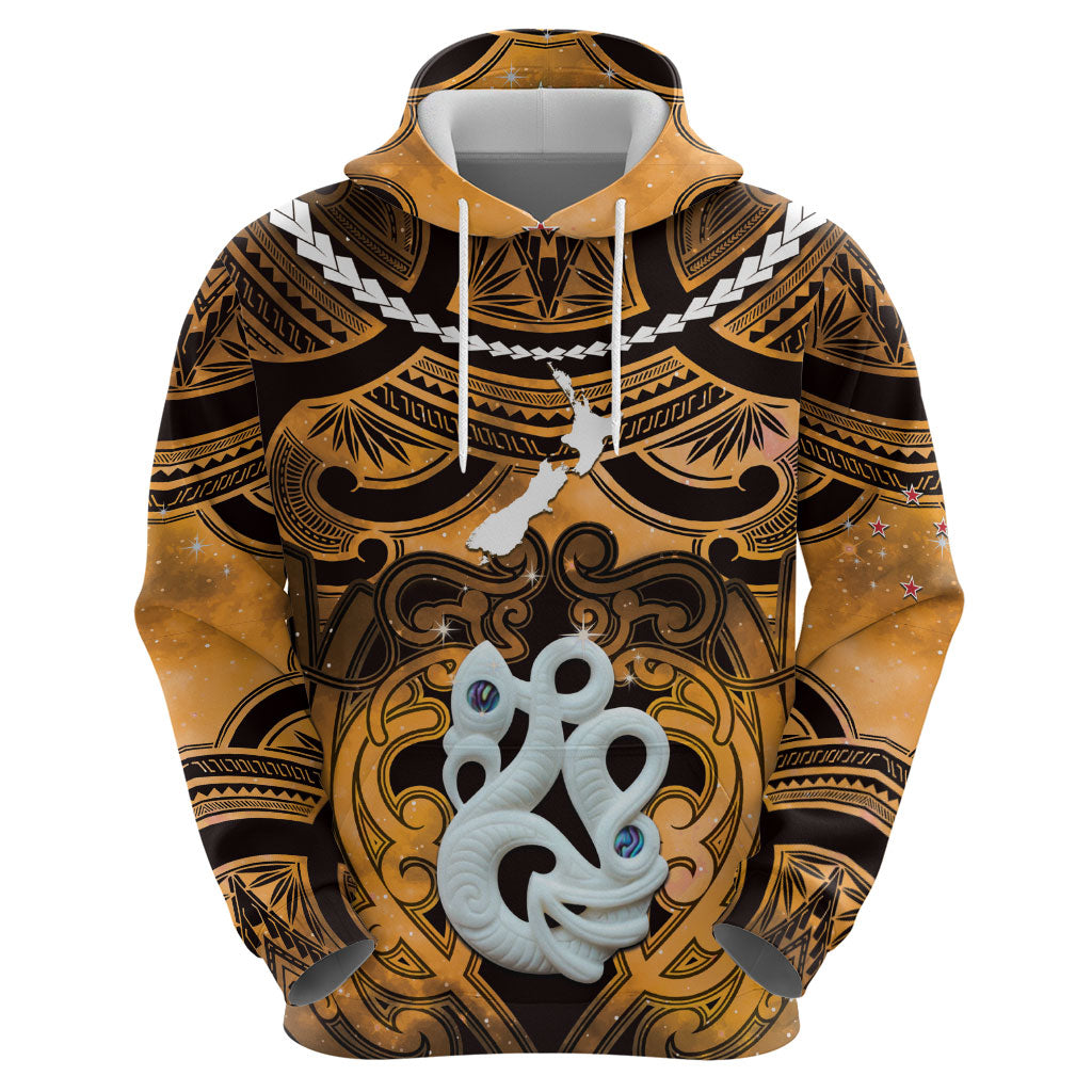 Personalised Maori Matariki Manaia Kowhai Zip Hoodie Maori Kowhaiwhai Pattern Galaxy