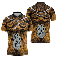 Personalised Maori Matariki Manaia Kowhai Zipper Polo Shirt Maori Kowhaiwhai Pattern Galaxy
