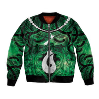 Personalised Maori Matariki Hei Matau Kakariki Bomber Jacket Maori Kowhaiwhai Pattern Galaxy