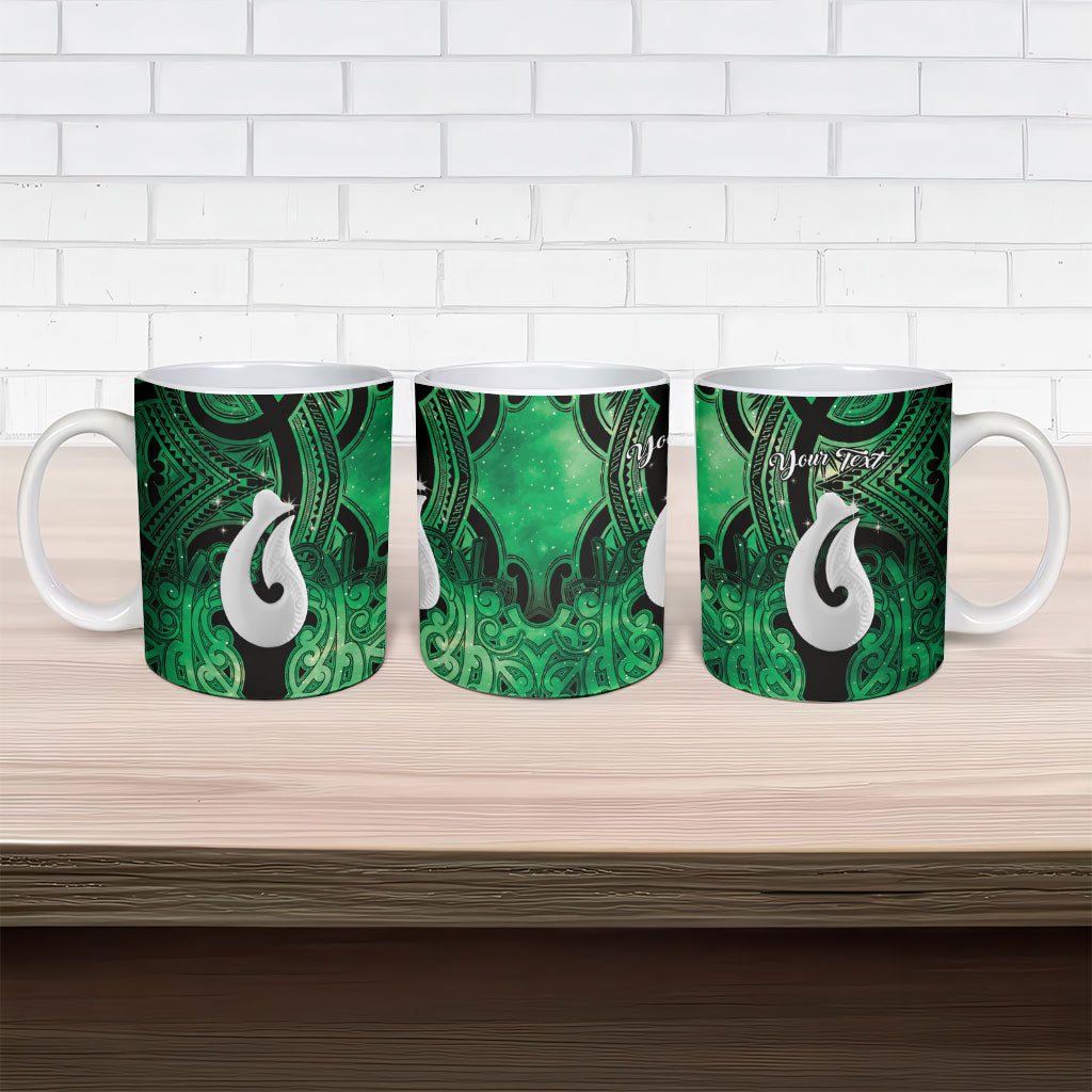 Personalised Maori Matariki Hei Matau Kakariki Ceramic Mug Maori Kowhaiwhai Pattern Galaxy