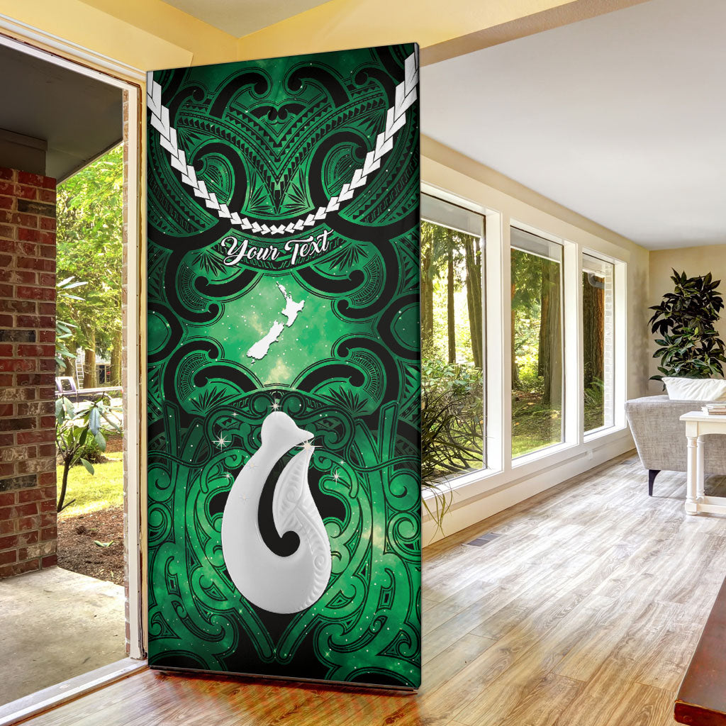 Personalised Maori Matariki Hei Matau Kakariki Door Cover Maori Kowhaiwhai Pattern Galaxy