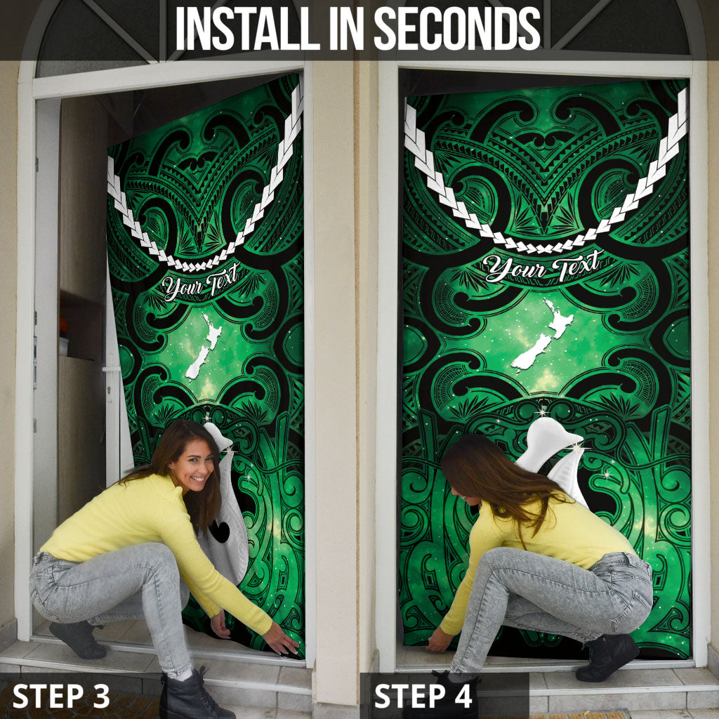 Personalised Maori Matariki Hei Matau Kakariki Door Cover Maori Kowhaiwhai Pattern Galaxy