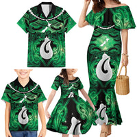 Personalised Maori Matariki Hei Matau Kakariki Family Matching Mermaid Dress and Hawaiian Shirt Maori Kowhaiwhai Pattern Galaxy LT01 - Polynesian Pride